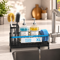 Extra Large Sink Caddy Organizer, Stainless Steel Sponge Holder, Kitchen Counter Storage Rack, Dish Brush Holder