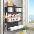 Magnetic Spice Rack for Fridge with Paper Towel Holder, Kitchen Organizer Shelf, Black Magnetic Storage Rack