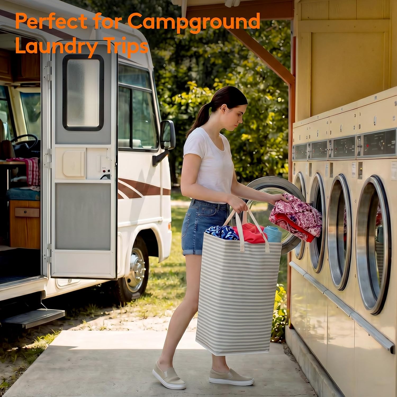 2 Pack 80L Laundry Basket Hamper Set, Collapsible Waterproof Clothes Organizer with Handles for Bedroom & Dorm
