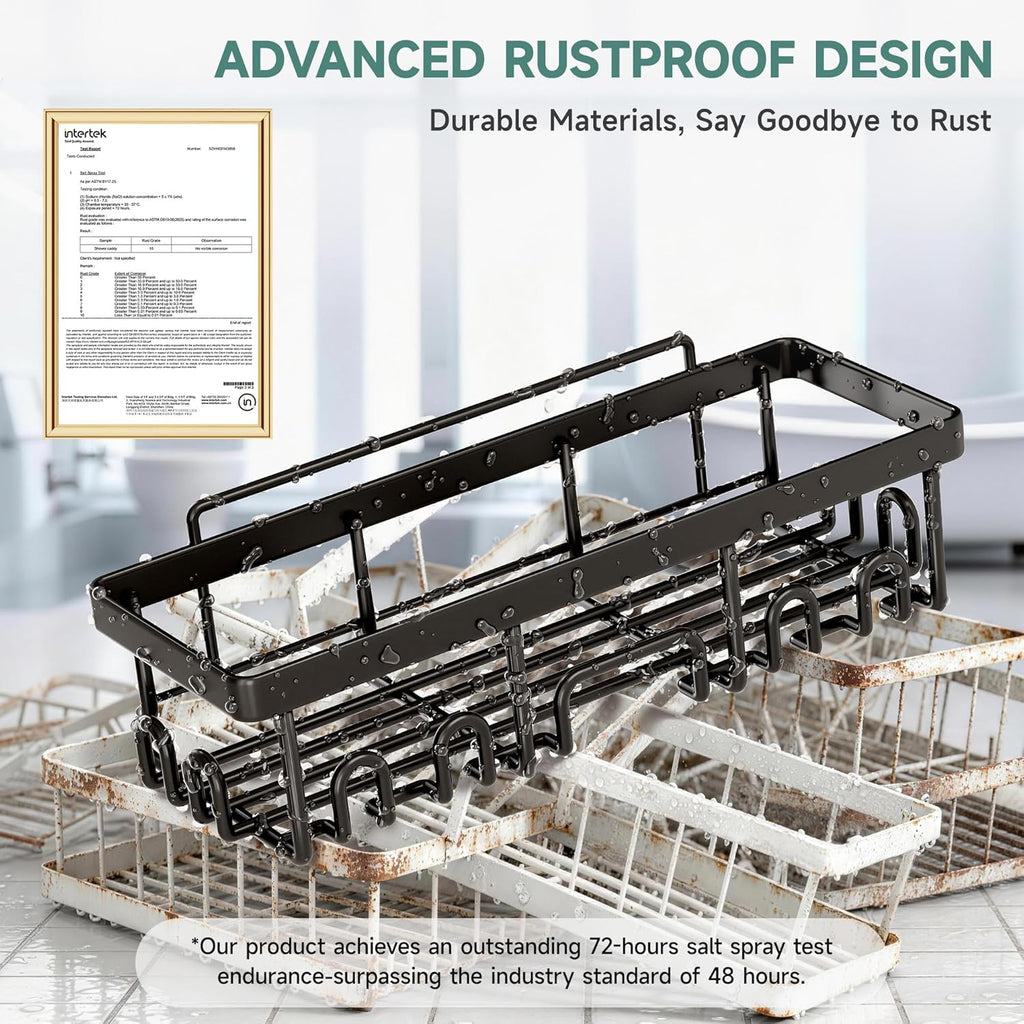 Rustproof Shower Caddy 6-Pack with Soap Holder & Toothbrush Rack | Adhesive Bathroom Wall Organizer