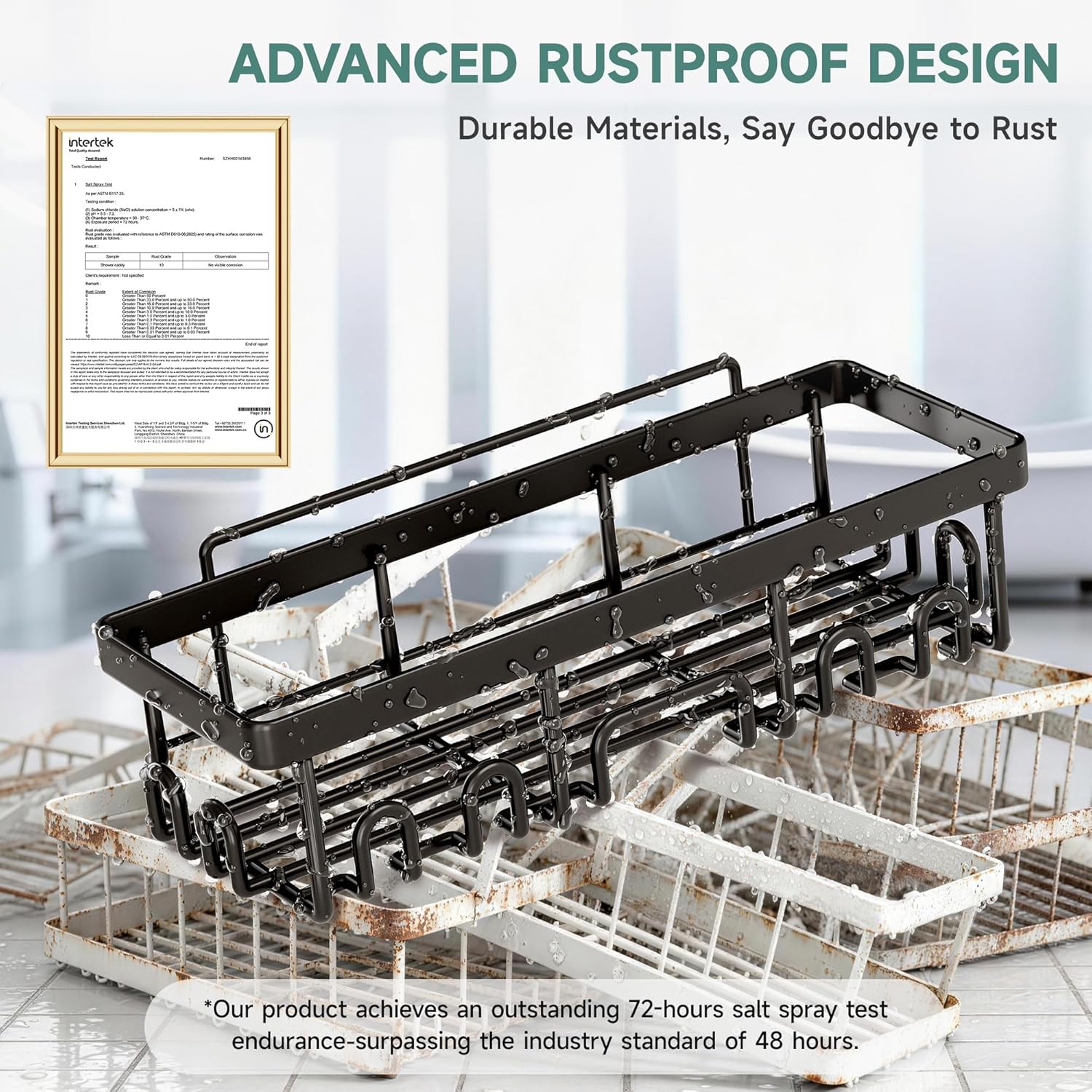 Rustproof Shower Caddy 6-Pack with Soap Holder & Toothbrush Rack | Adhesive Bathroom Wall Organizer