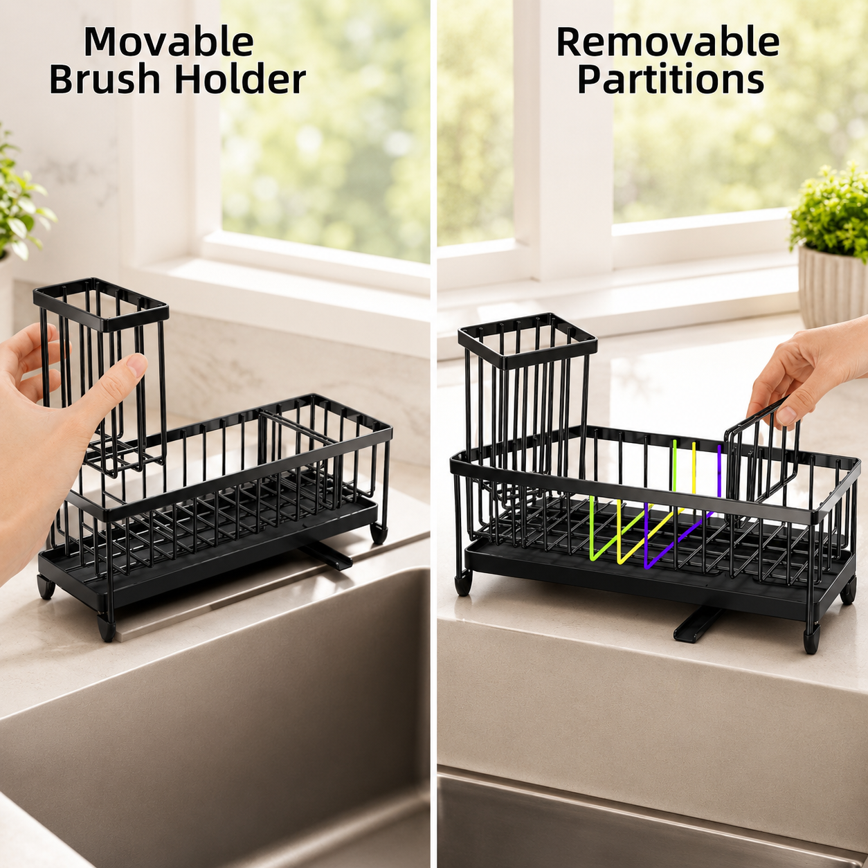 Extra Large Sink Caddy Organizer, Stainless Steel Sponge Holder, Kitchen Counter Storage Rack, Dish Brush Holder