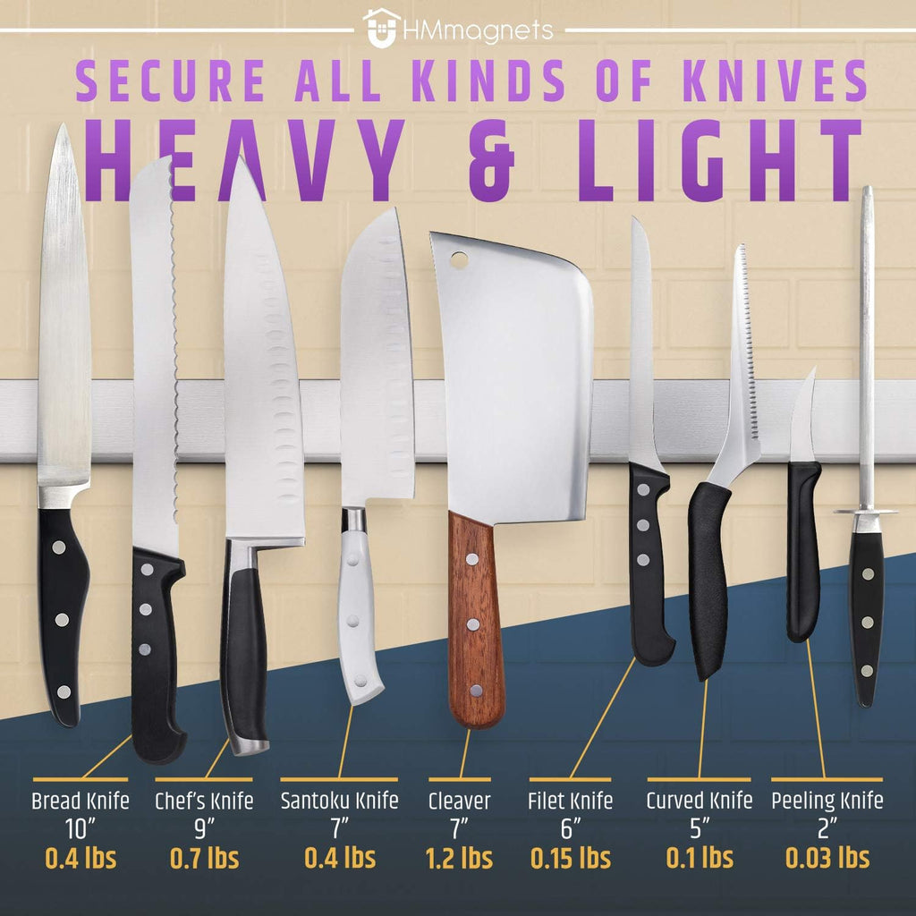24 Inch Magnetic Knife Holder for Wall, Stainless Steel Knife Strip Rack, Space Saving Kitchen Storage Organizer