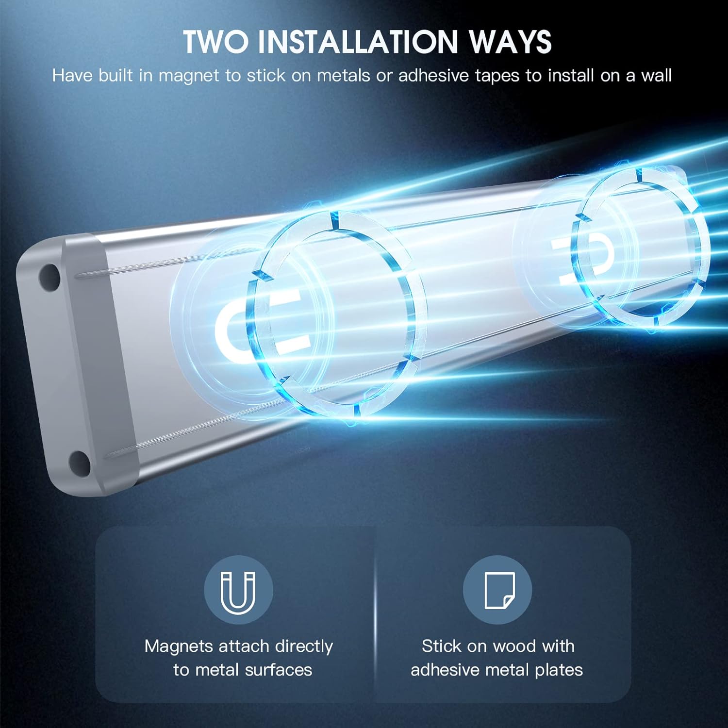 10 Inch Rechargeable Motion Sensor Under Cabinet Lights 2 Pack, Dimmable Magnetic Closet Lighting for Kitchen & Stairs
