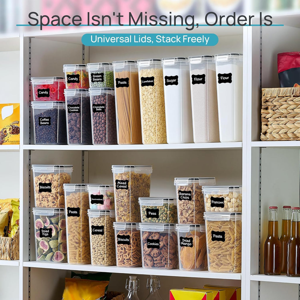24-Piece Airtight Food Storage Containers Set with Lids, BPA-Free Pantry Organization Canisters for Cereal, Flour & Sugar  Long Description