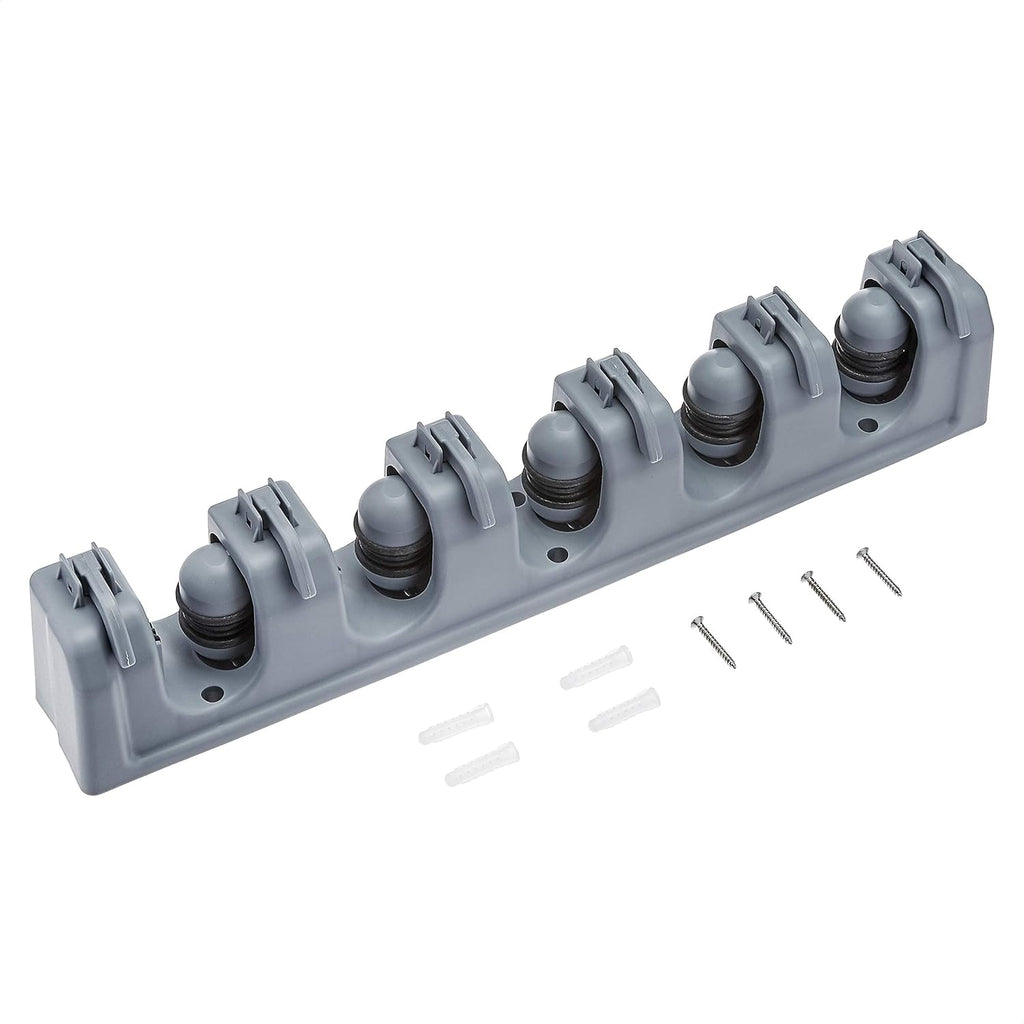 Heavy Duty Broom Holder Wall Mount with Hooks & Slots, Garage Tool Organizer Rack for Mop, Garden & Laundry Storage